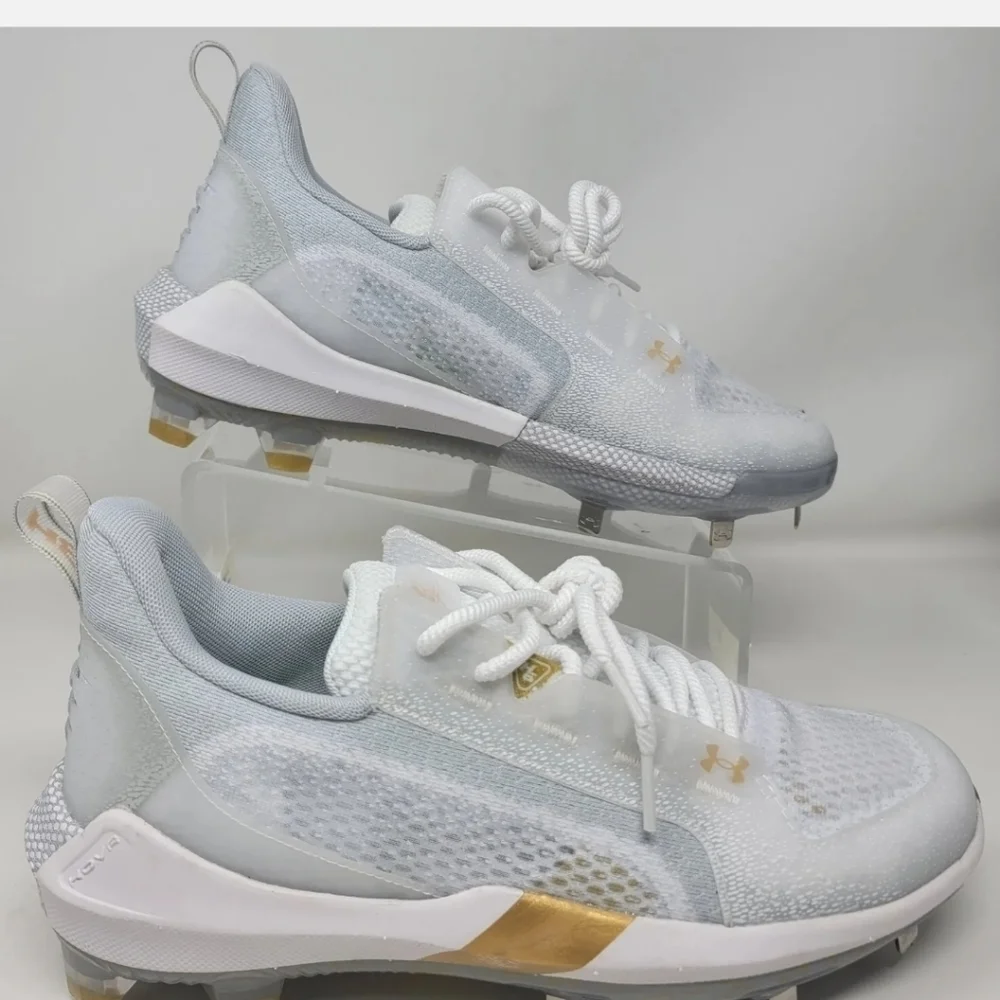 Under Armour Mens Harper 6 Low ST Baseball Cleats WHITE Sz Multi 3024315-100 NEW